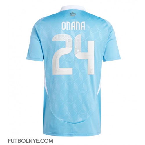 Camiseta Bélgica Amadou Onana #24 Visitante Equipación Eurocopa 2024 manga corta